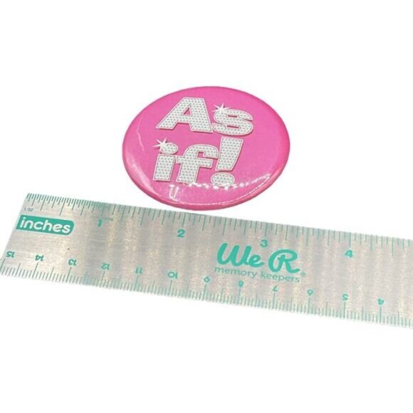 Retro Pink "As If!" Pinback Button - Picture 2 of 4